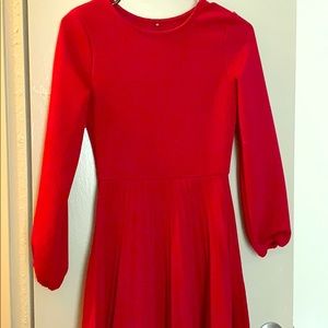Red pleated fit and flare dress